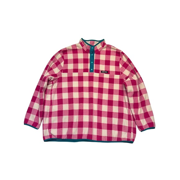 Lands' End Tops - Lands' End Pink White Buffalo Check Coastal Preppy Fleece Pullover Size 2X